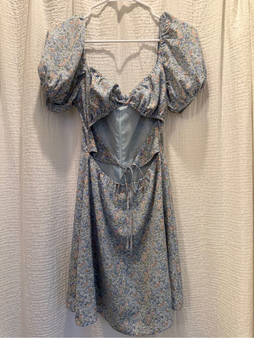 Emory Park Brunch Babes Floral Cutout Puff Sleeve Mini Dress - Size Small